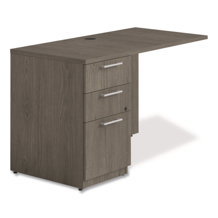 Alera Seville Series Desk Return with Pedestal, Left, 48" x 24" x 29", Walnut