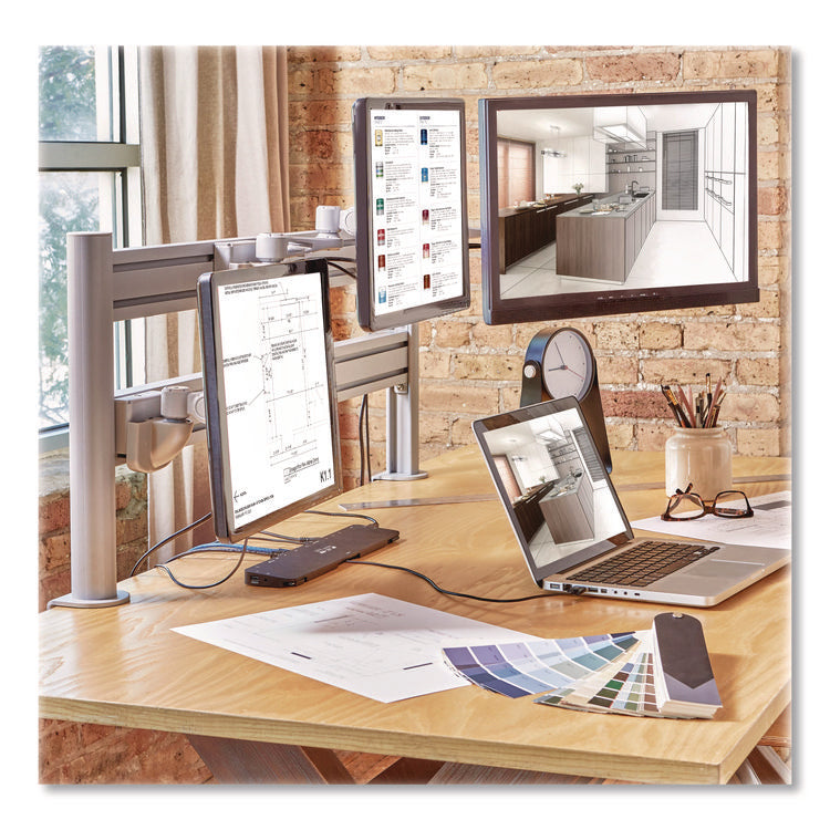 Single-Extension Monitor Mount for Slat Wall System for 32" TVs, 4.9w x 4.7d x 14.2h, Silver, Supports 22 lb