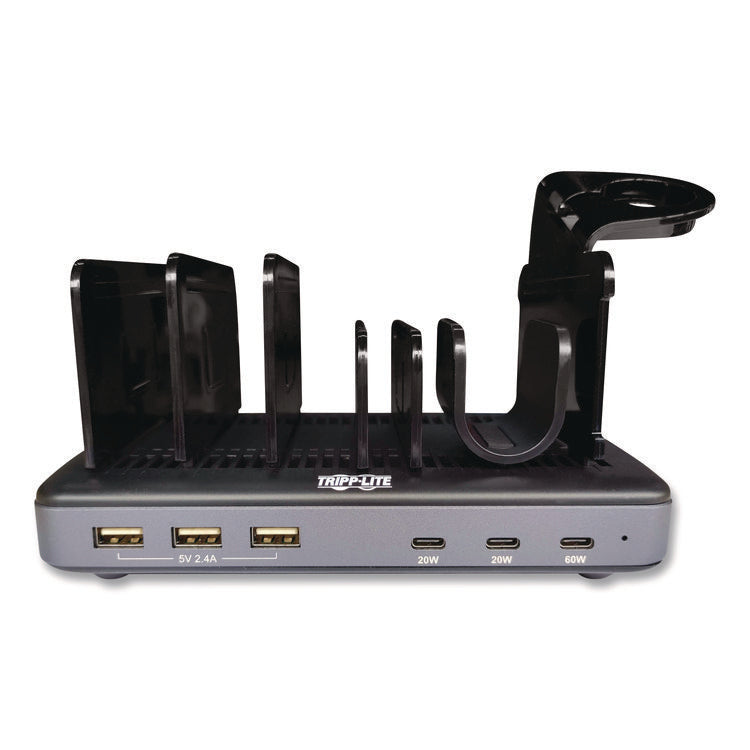 120W Multi-Device Charging Station with Storage, 6 Devices, 7.3 x 4.45 x 1.33