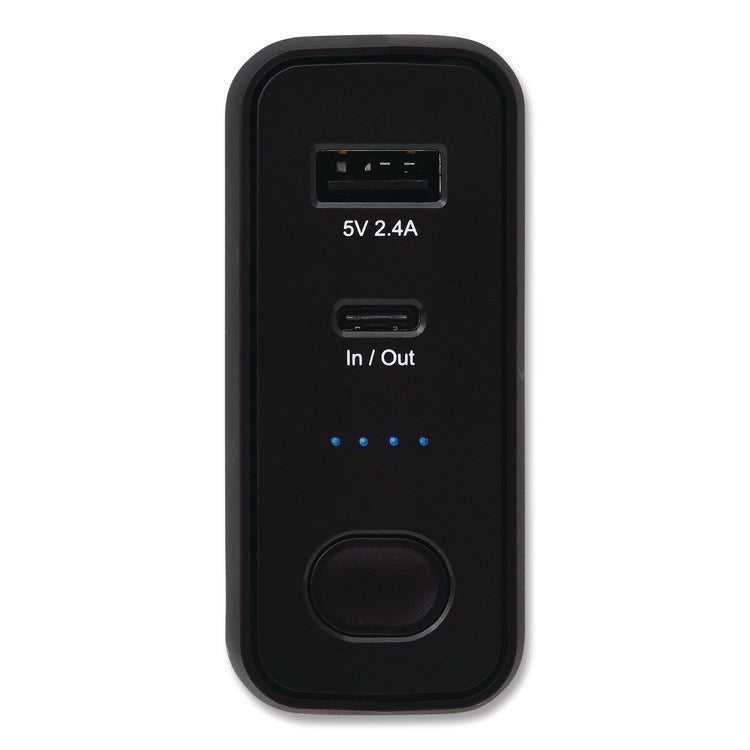 Portable Mobile Power Bank and USB Battery Wall Charger Combo, USB C, USB A, Black