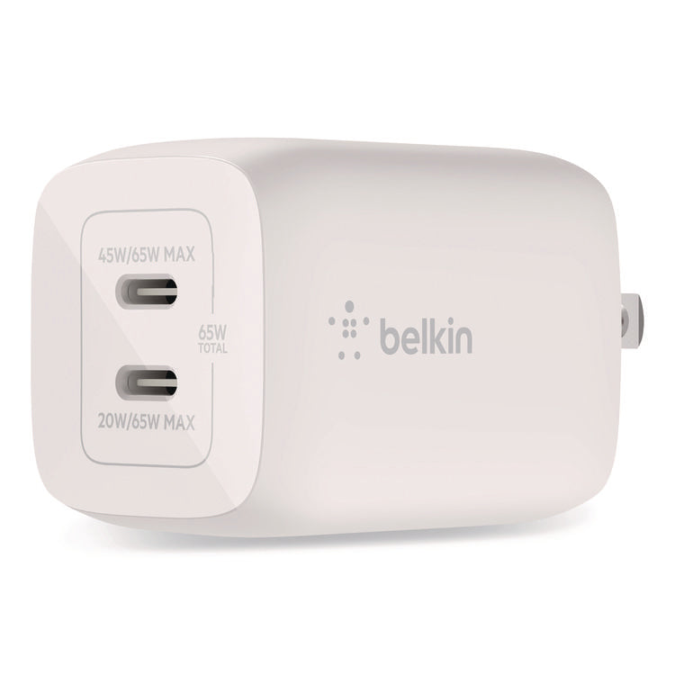 BOOST CHARGE Pro Dual USB-C GaN Wall Charger with PPS, White