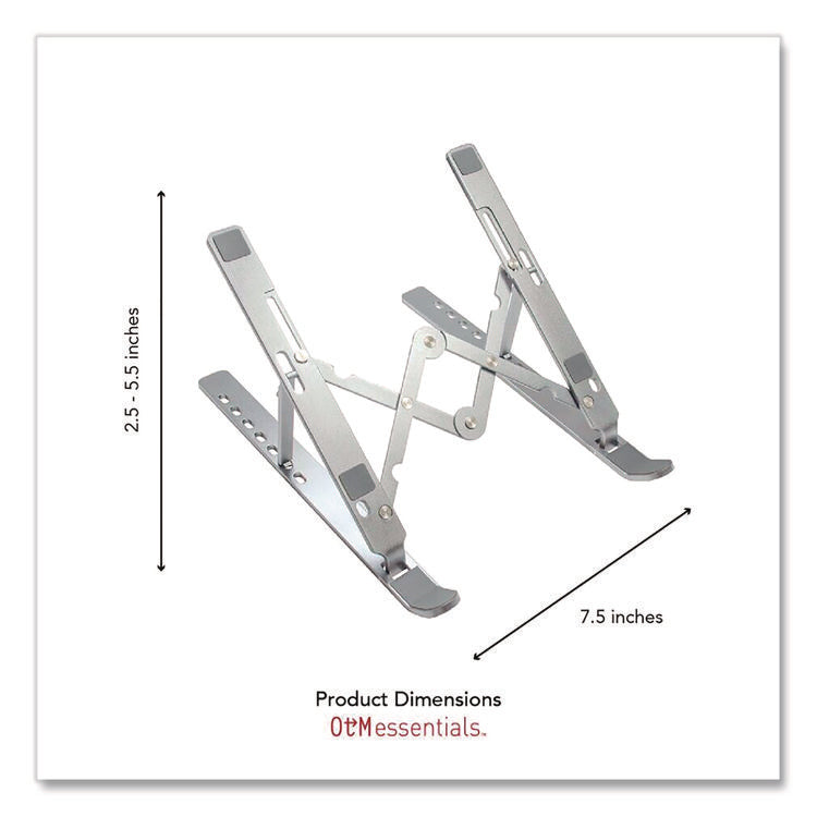 Portable Laptop Riser Stand, 11.85" x 2.5" to 5.5", Silver