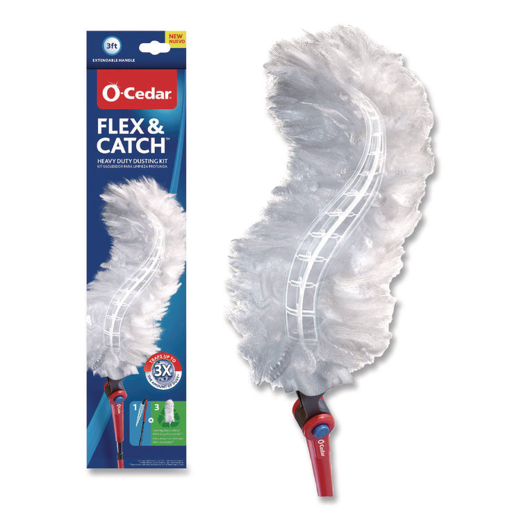 Flex and Catch Heavy-Duty Dusting Kit, 1 Duster Wand and 3 Refills, 6/Carton