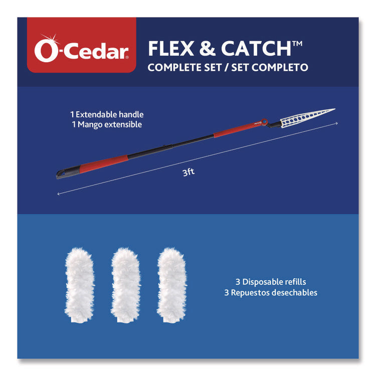 Flex and Catch Heavy-Duty Dusting Kit, 1 Duster Wand and 3 Refills, 6/Carton