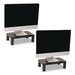 Adjustable Rectangular Monitor Stand, 14.5" x 10.5" x 2.5" to 5.25", Black, Supports 50 lb, 2/Pack