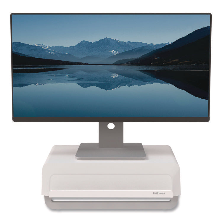 Breyta Monitor Stand, 13.94" x 11.97" x 3.23" to 5.9", White, Supports 33 lb