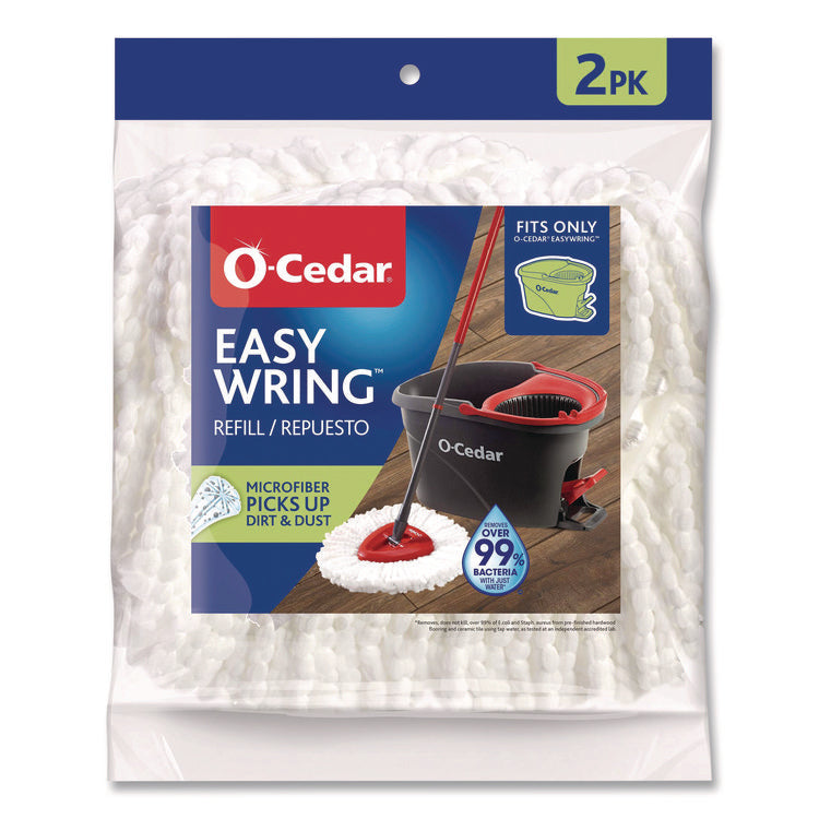 EZWring Spin Mop Refill, Patented Microfiber, Custom Size for EZ Wring Mop Systems, White, 2/Pack, 4 Packs/Carton