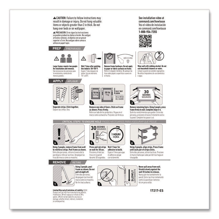 Picture Hanging Strips, X-Large, Removable, Holds up to 20 lbs per 4 Pairs, 8 Pairs/Pack