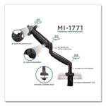 Single Monitor Gas-Spring Mounting Arm, For 13" to 32" Monitors, 360 Degree Rotation, +/-45 Degree Tilt, Black, Supports 20lb