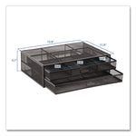 Metal Mesh Monitor Stand with Storage Drawers, For Up to 32" Monitors, 15.8" x 11.8" x 4.7", Black, Supports 30 lb