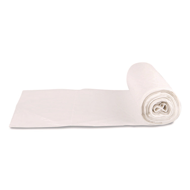 Low Density Can Liners, 16 gal, 0.5 mil, 24 x 32, White, Coreless Roll, 50 Bags/Roll, 10 Rolls/Carton