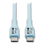 USB-C Antibacterial Cable, USB 2.0, USB Type-C (USB-C) to USB Type-C (M/M), 6 ft, Light Blue