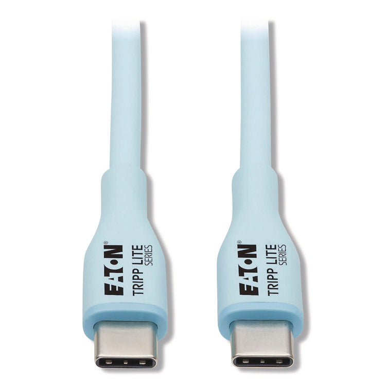USB-C Antibacterial Cable, USB 2.0, USB Type-C (USB-C) to USB Type-C (M/M), 6 ft, Light Blue