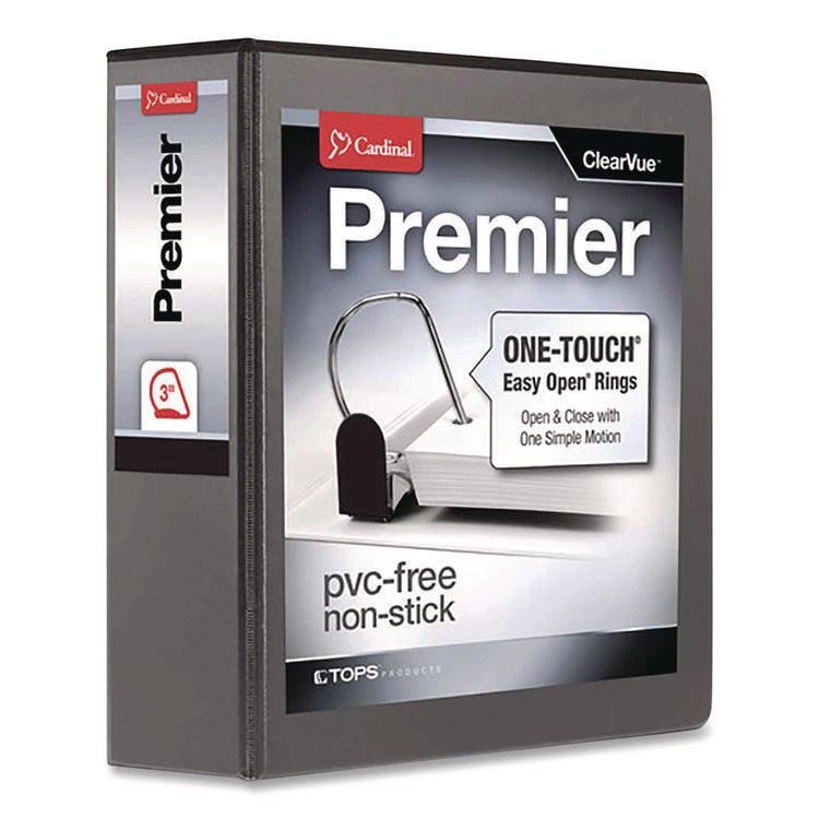 Premier Easy Open Clearvue Locking Slant-D Ring Binder, 3 Rings, 3" Capacity, 11 X 8.5, Black