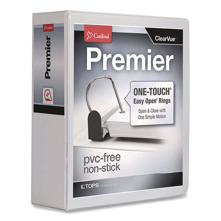 Premier Easy Open Clearvue Locking Slant-D Ring Binder, 3 Rings, 4" Capacity, 11 X 8.5, White