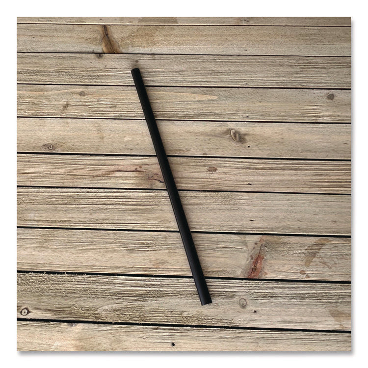 Giant Straws, 7.75", Polypropylene, Black, 150/Pack, 10 Packs/Carton