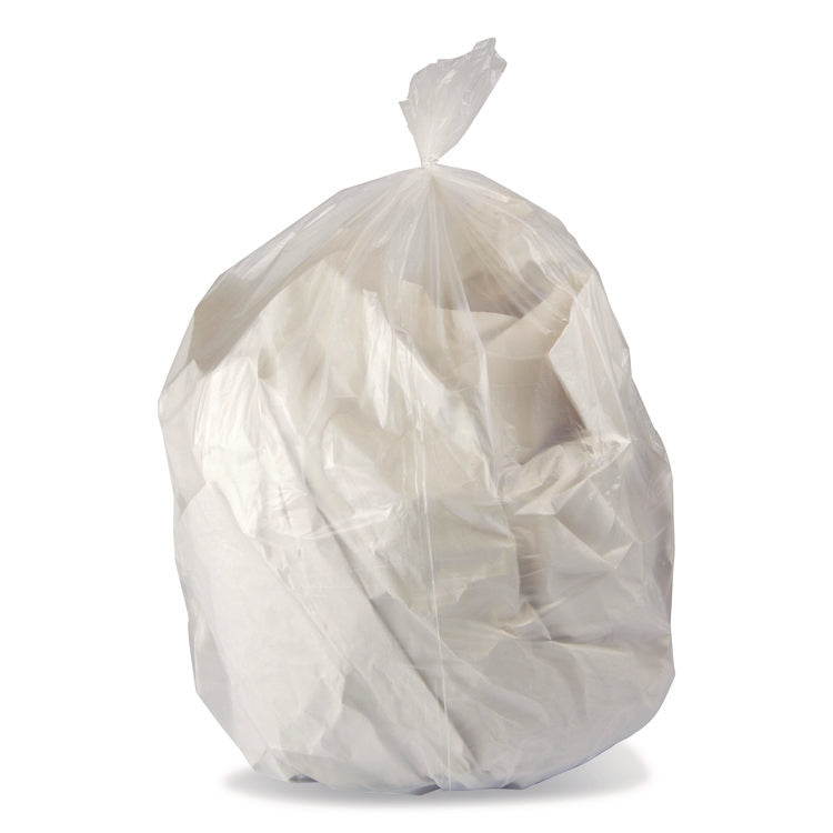 Linear Low-Density Can Liners, 56 gal, 1.1 mil, 46" x 50", Clear, 100/Carton