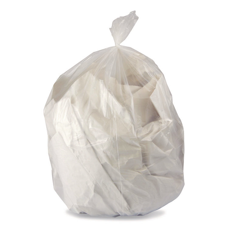 Linear Low-Density Can Liners with Dual-Dispense Box, 55 gal, 1.3 mil, 40" x 53", Clear, 100/Carton