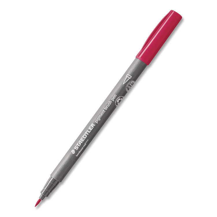 Pigment Brush Pen Set, Medium-Firm, Assorted Basic Colors, 12/Pack
