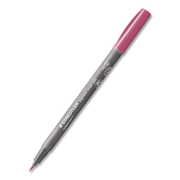 Pigment Brush Pen Set, Medium Firm, Assorted Pastel Colors, 12/Pack