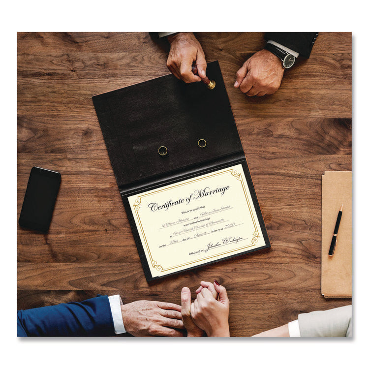 Golden Scroll Frame Foil Certificate, 11 x 8.5, Beige with Gold Scroll Border, 12/Pack