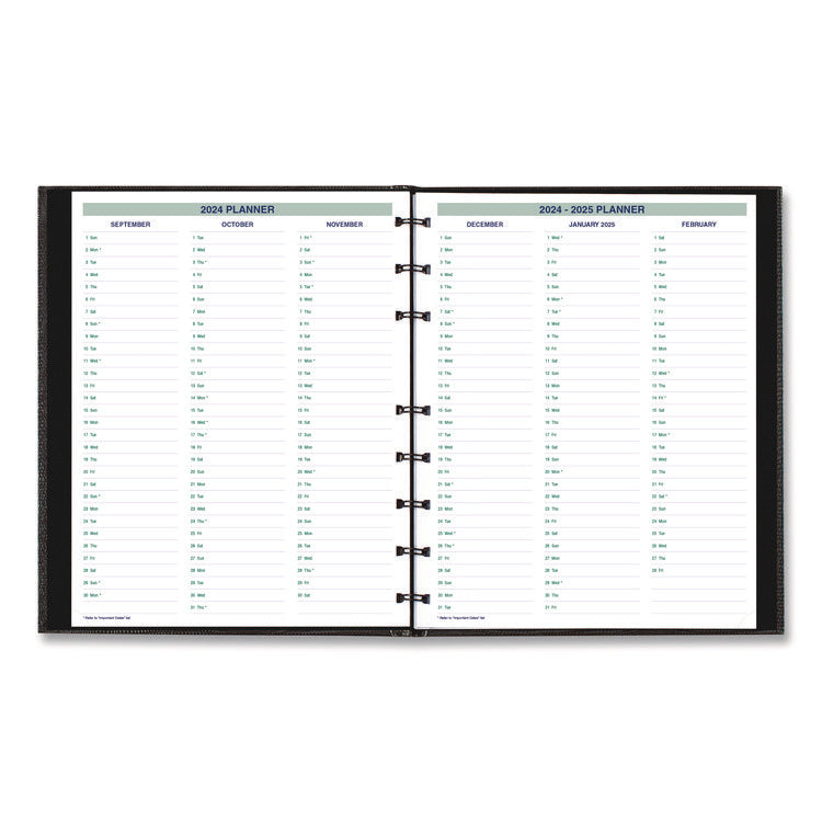 Plan and Link Monthly Planner, 9.25 x 7.25, Black Lizard-Like Faux Leather Cover, 16-Months: Sept 2024 to Dec 2025