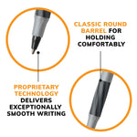 BIC Round Stic Grip Xtra Comfort Ballpoint Pens, Fine Point, 0.8mm, Black Ink, Dozen (13902)