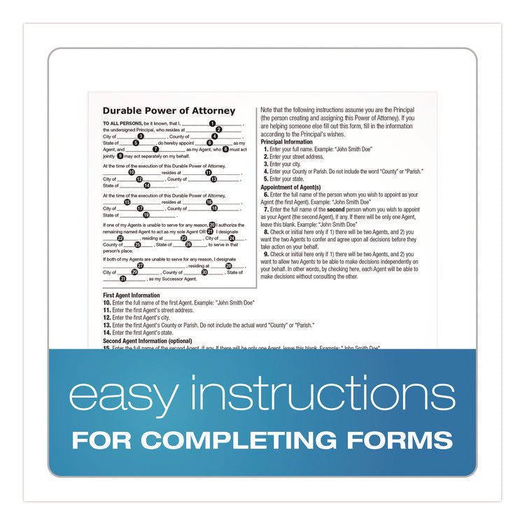 Durable Power of Attorney Digital Download with Instructions, 8.5 x 11, Unlimited Number of Forms