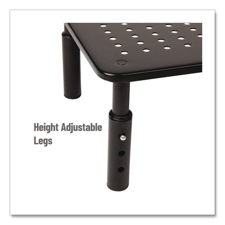 Adjustable Rectangular Monitor Stand, 14.5" x 9.25" x 4" to 5.5", Black, Supports 44 lb, 2/Pack