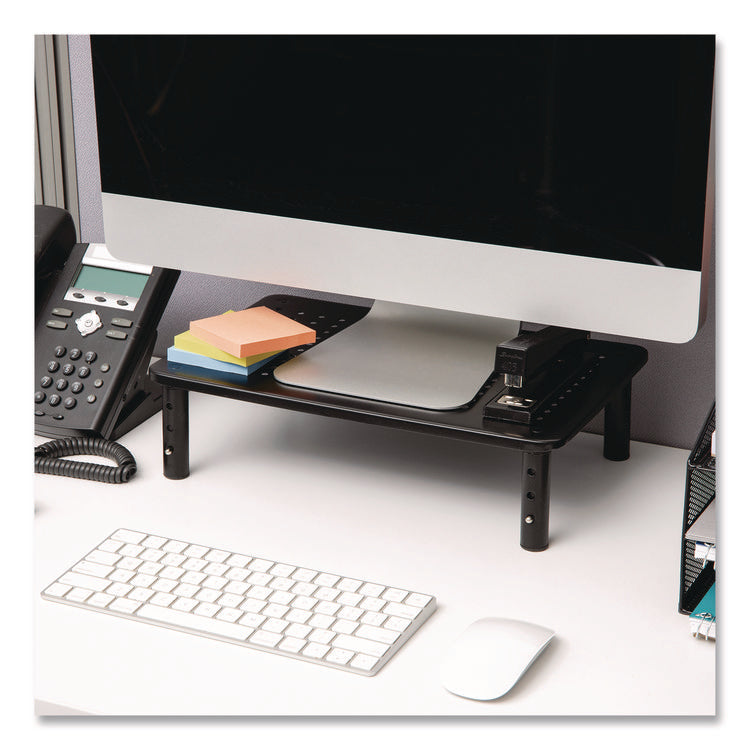 Adjustable Rectangular Monitor Stand, 14.5" x 9.25" x 4" to 5.5", Black, Supports 44 lb, 2/Pack