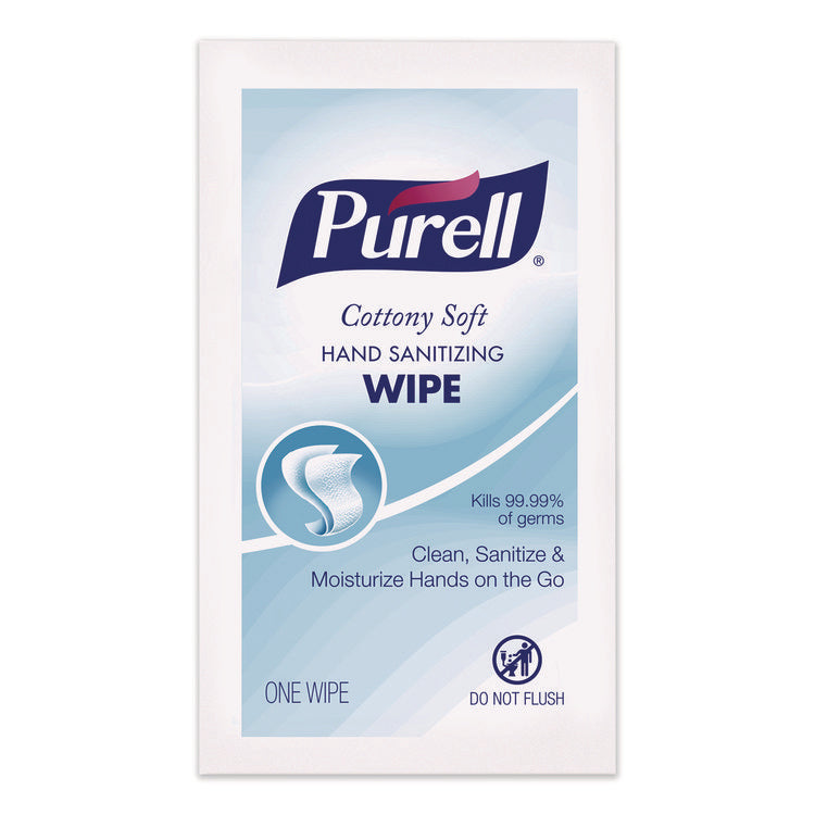 Cottony Soft Individually Wrapped Sanitizing Hand Wipes, 5 x 7, Herbal Scent, White, 480/Carton