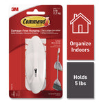 Large Wire Hook, Metal/Plastic, White, Supports 5 lbs