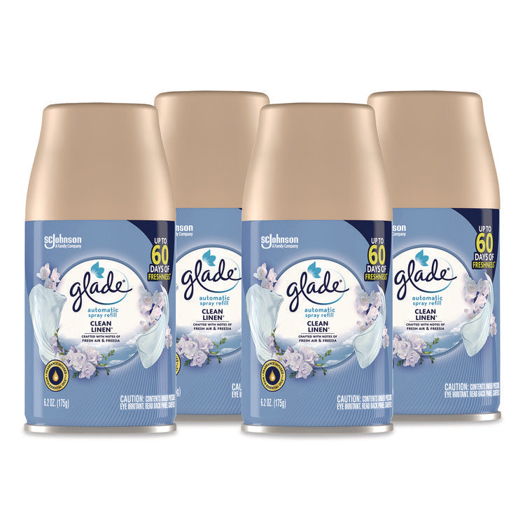 Automatic Air Freshener, Clean Linen, 6.2 oz Can, 4/Pack