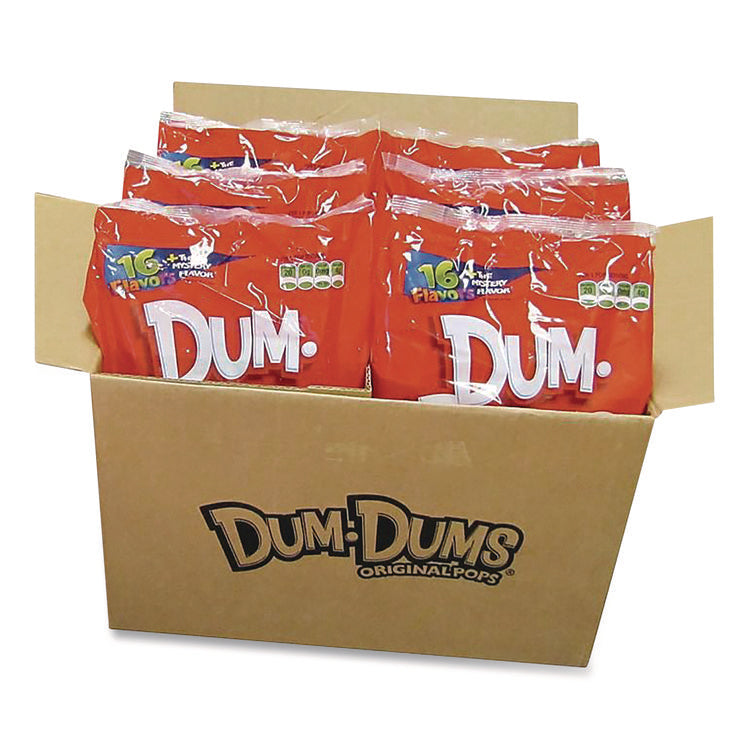 Dum-Dum-Pops, Assorted Flavors, Individually Wrapped, 2 lb Bag, 200 Pieces/Bag, 6 Bags/Carton
