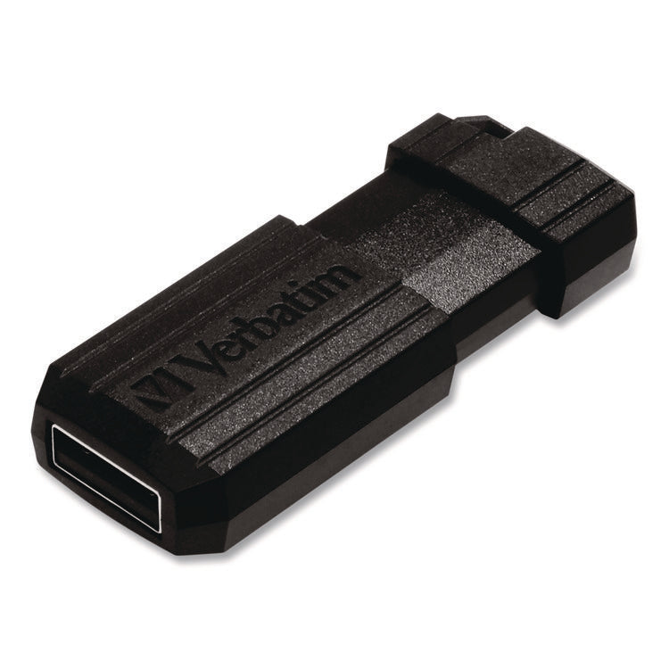 Pinstripe USB 2.0 Flash Drive, 64 GB, Black, 10/Pack