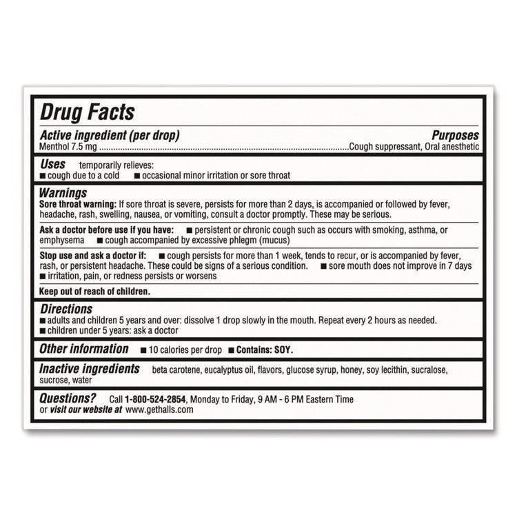 Relief Menthol cough Suppressant - Oral Anesthetic, Honey Lemon, 30/Pack
