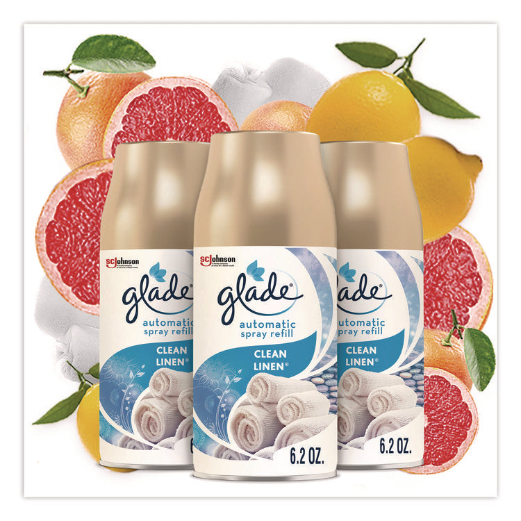 Automatic Air Freshener Refill, Clean Linen, 6.2 oz Can, 3/Pack