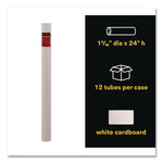 Mailing Tube, 24" Long, 2" Diameter, White, 12/Carton