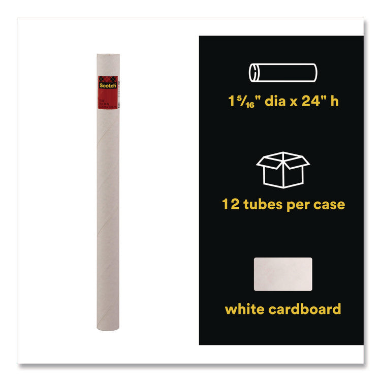 Mailing Tube, 24" Long, 2" Diameter, White, 12/Carton