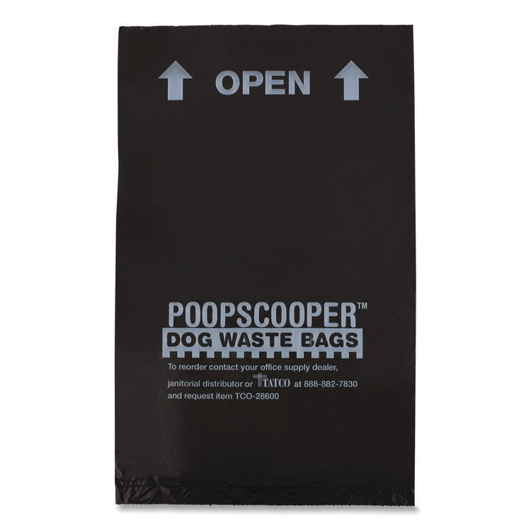 Dog Waste Bags, Open-Face, 0.5 gal, 8" x 13", Black, Perforated Roll, 200 Bags/Roll, 10 Rolls/Carton