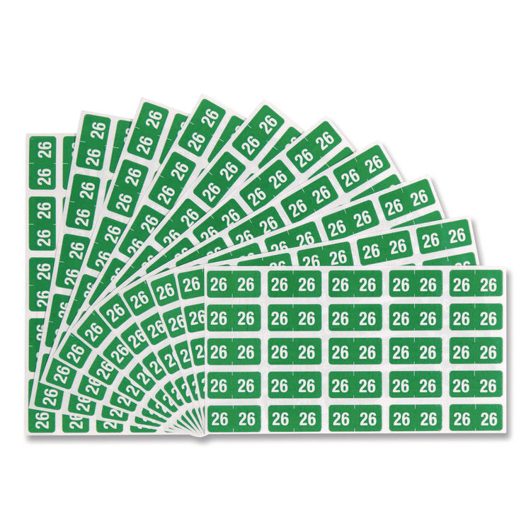 Yearly End Tab File Folder Labels, 0.5 x 1, Green, 25/Sheet, 10 Sheets/Pack
