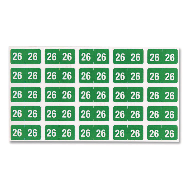 Yearly End Tab File Folder Labels, 0.5 x 1, Green, 25/Sheet, 10 Sheets/Pack