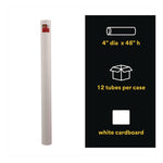 Mailing Tube, 48" Long, 4" Diameter, White, 12/Carton