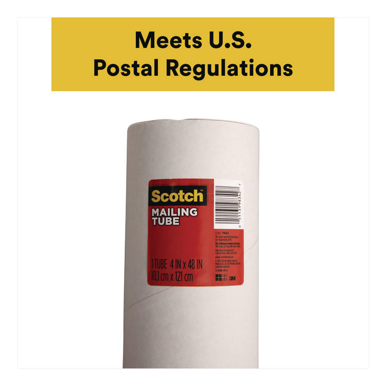 Mailing Tube, 48" Long, 4" Diameter, White, 12/Carton