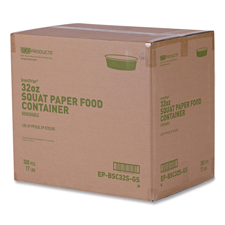 GreenStripe Paper Food Containers, 7.28" dia x, 2.48", White, 300/Carton