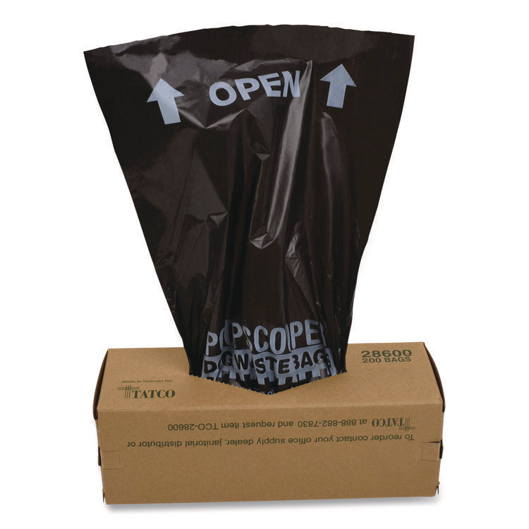 Dog Waste Bags, Open-Face, 0.5 gal, 8" x 13", Black, Perforated Roll, 200 Bags/Roll, 10 Rolls/Carton