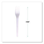 Plantware CPLA Cutlery, Individually Wrapped, Fork, Plastic, White, 1,000/Carton