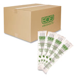 Plantware CPLA Cutlery, Individually Wrapped, Fork, Plastic, White, 1,000/Carton