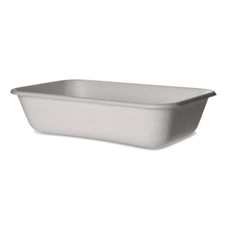 WorldView Vanguard Rectangular Container, 32 oz, 4.71 x 7.01 x 1.04, White, Sugarcane Fiber, 400/Carton