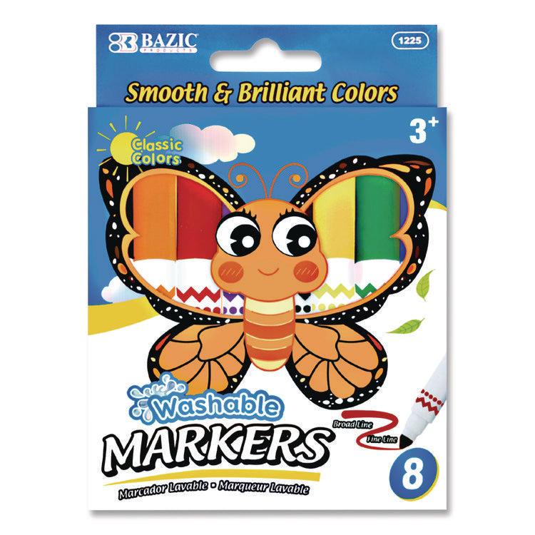 Products Broad Line Jumbo Washable Markers, Broad Bullet Tip, 8 Assorted Colors, 24/Set